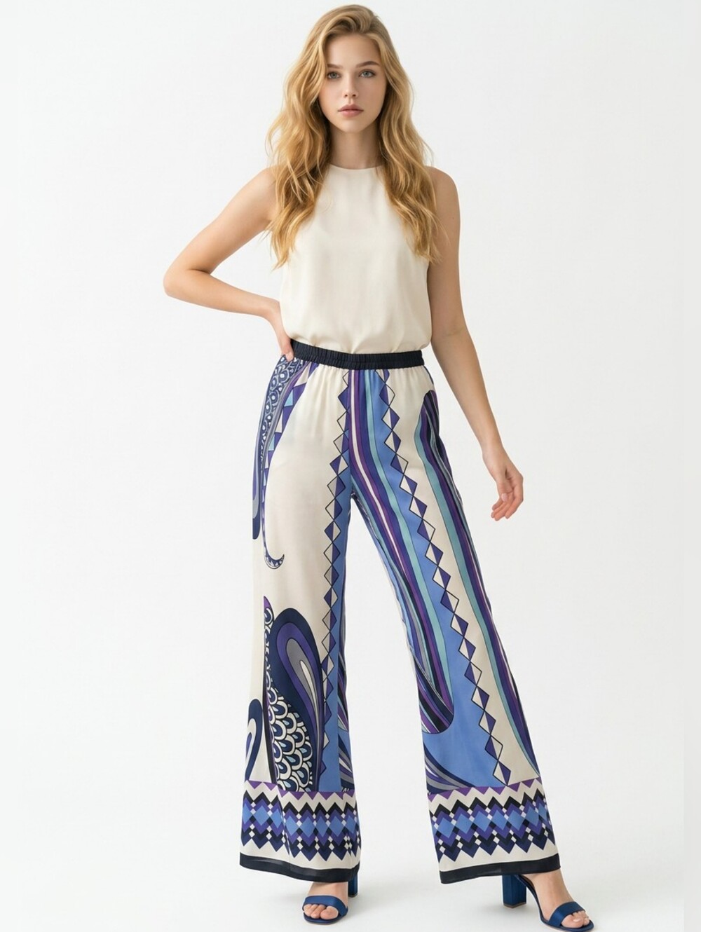 Alexis Wide-Leg Printed Palazzo Silk Pants